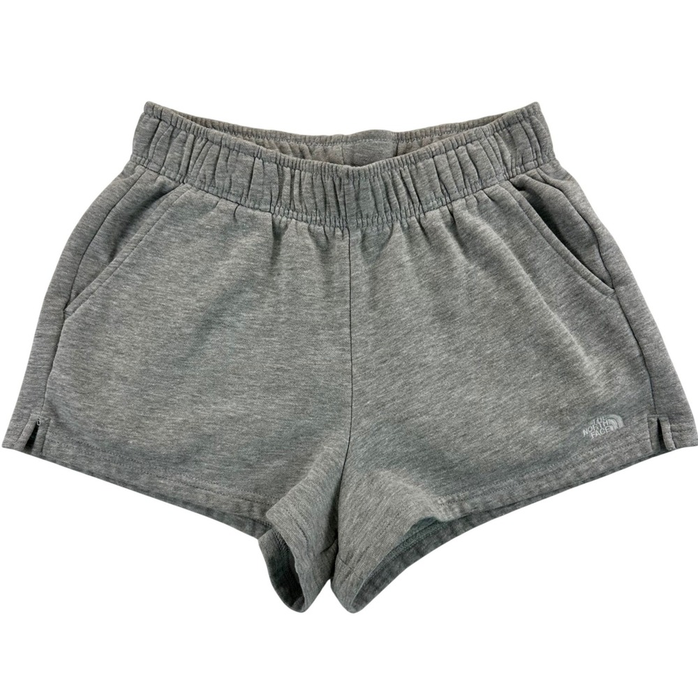 The North Face Womens Heather Gray Fleece Lounge Shorts Size Small Logo Cozy